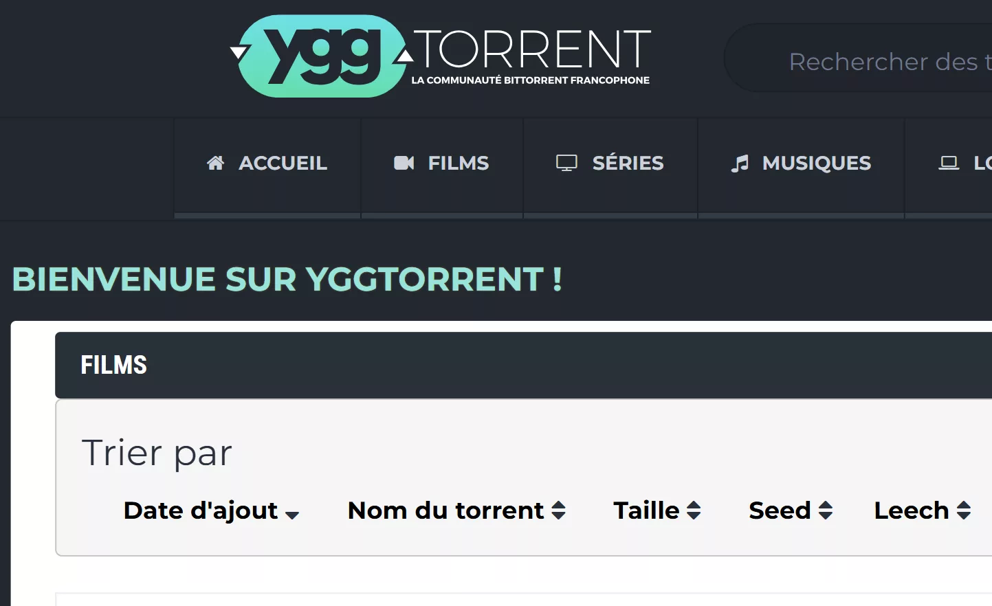 Yggtorrent site officiel