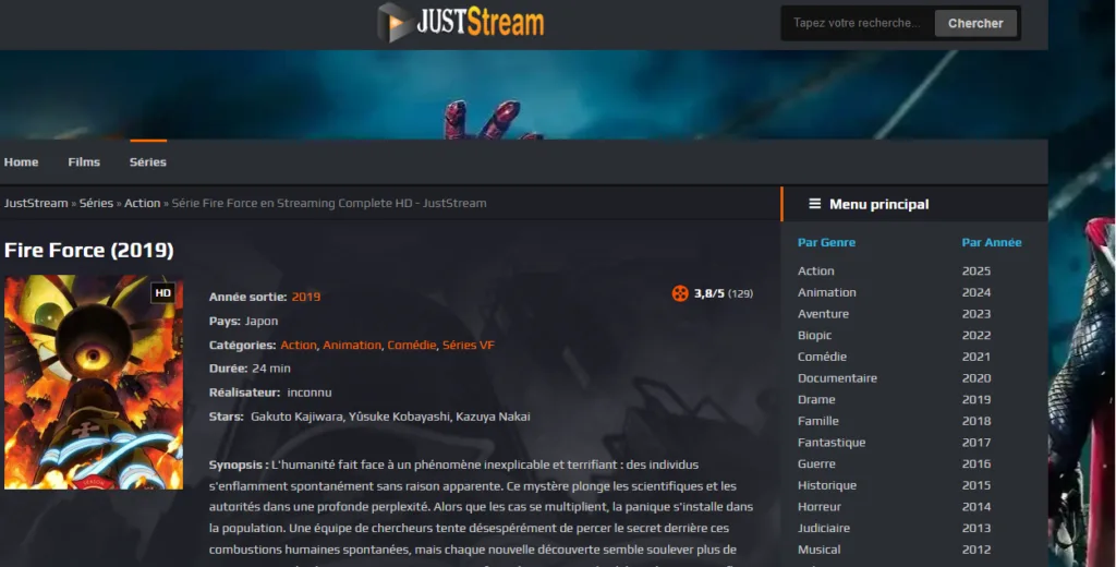 juststream, vos films et séries gratuit